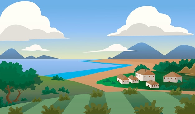 Countryside landscape illustration