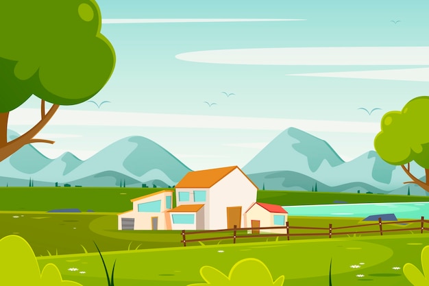 Countryside landscape illustration