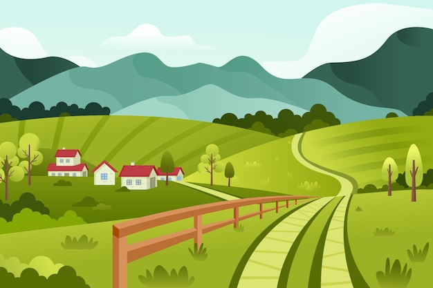 Countryside landscape illustration