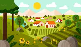 Free vector countryside landscape illustration