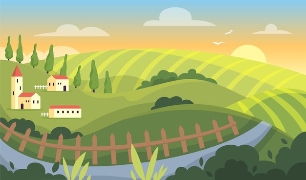 Free Vector countryside landscape