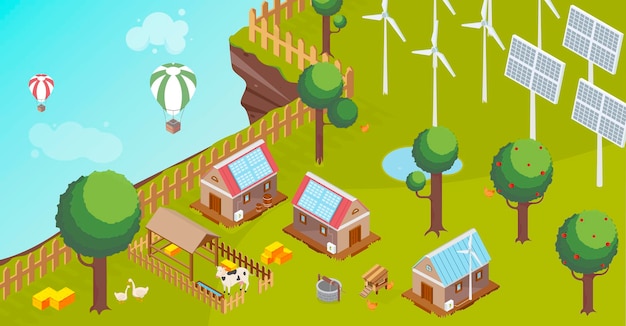 Free Vector countrysideand renewable energy illustration