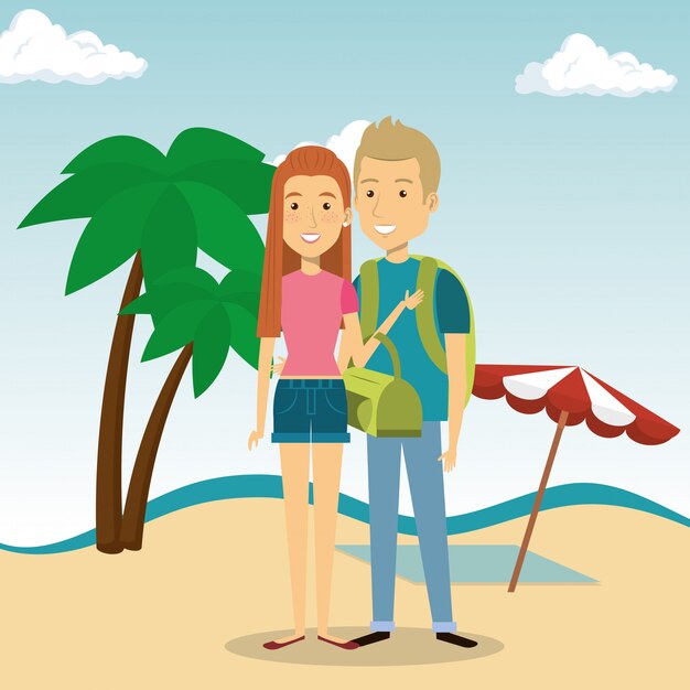 couple in the beach characters