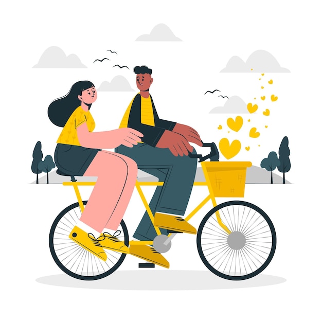 Couple bicycle concept illustration