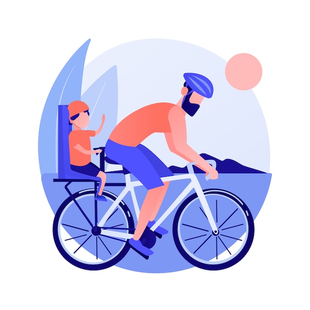 Couple on bicycles. Healthy lifestyle and fitness. Rider on road, cyclist on hills, bicyclist race. Family traveling. Vehicle and transportation. Vector isolated concept metaphor illustration.