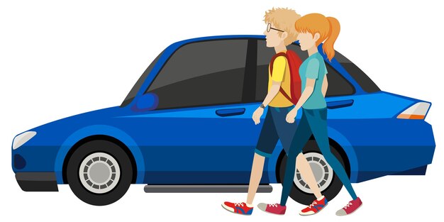 Couple and car