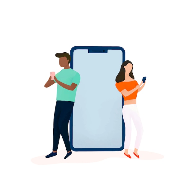 Couple chatting on social media vector