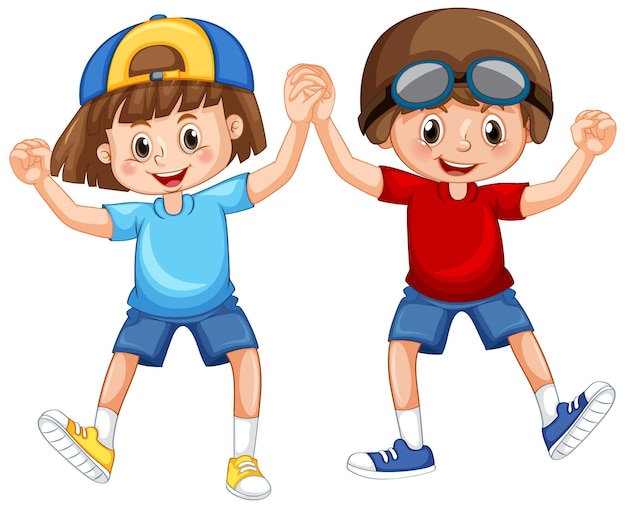 Free vector couple children cartoon character