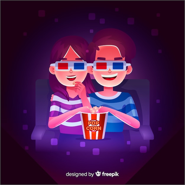 Free Vector couple at cinema