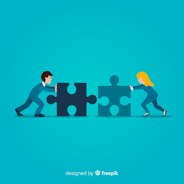 Free Vector couple connecting puzzle pieces background