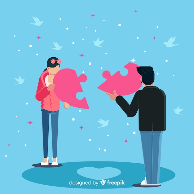 Free Vector couple connecting puzzle pieces background