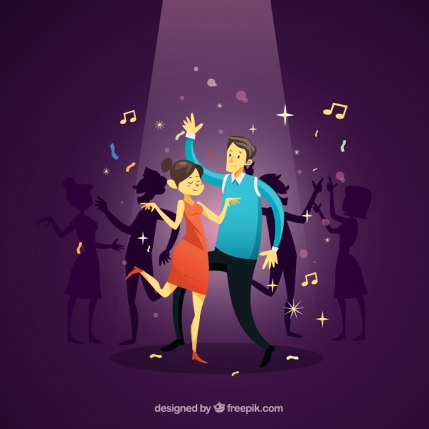 Free Vector couple dancing at the disco