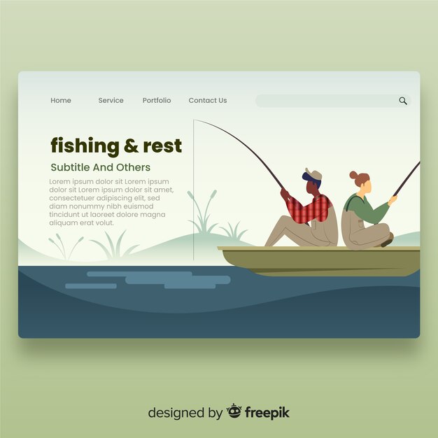 Couple fishing landing page