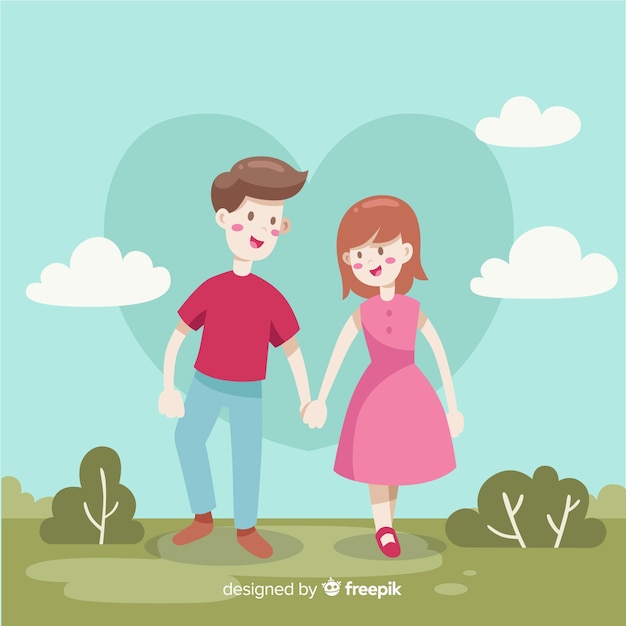 Free Vector couple holding hands valentine background