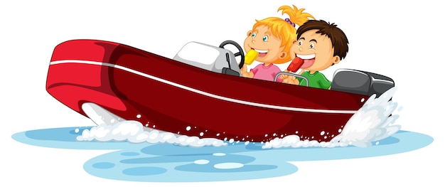 Couple kids on dinghy boat