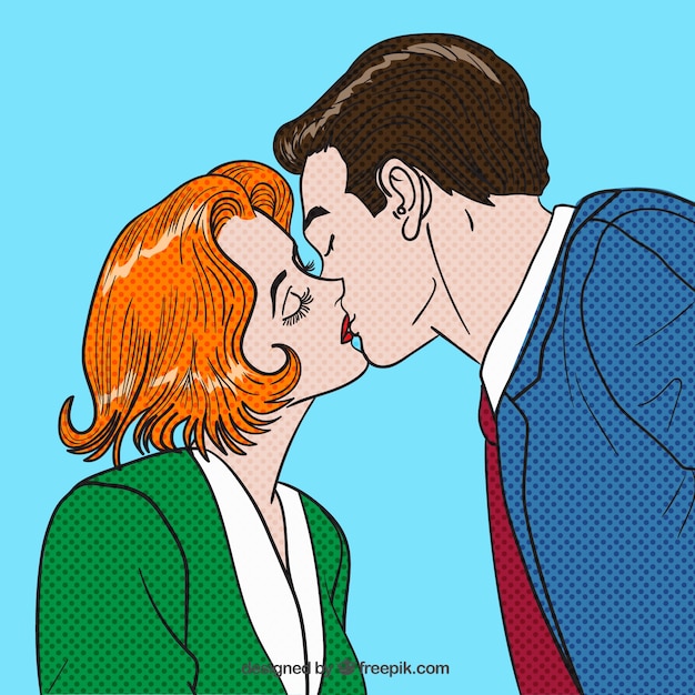 Free Vector couple kissing