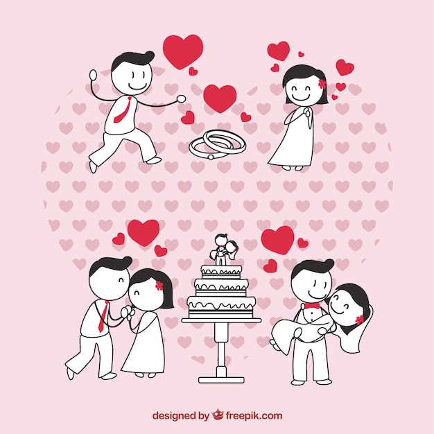 Free Vector couple of newlyweds in love