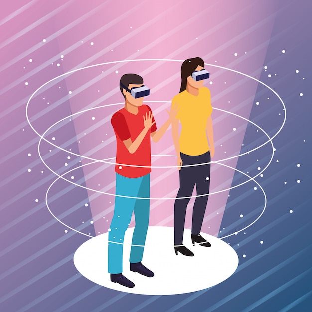 Free Vector couple playing with virtual reality