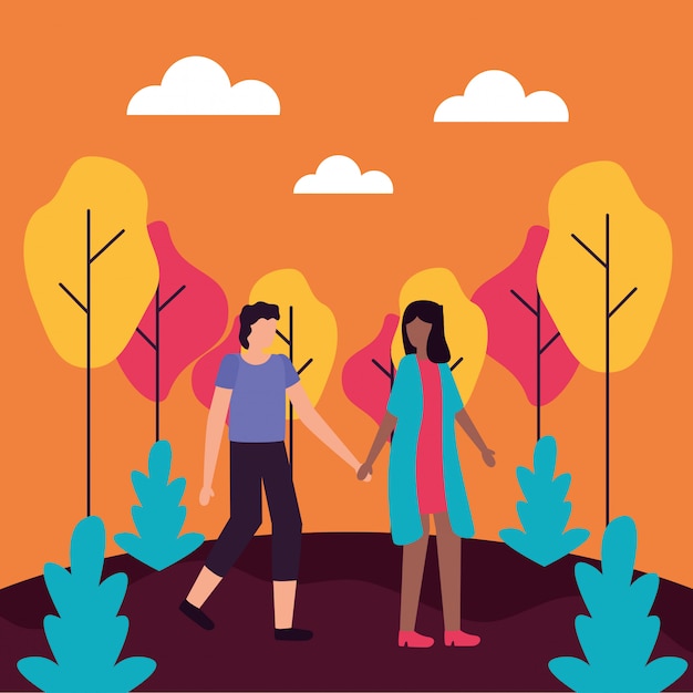 Free Vector couple romantic activities flat illustration