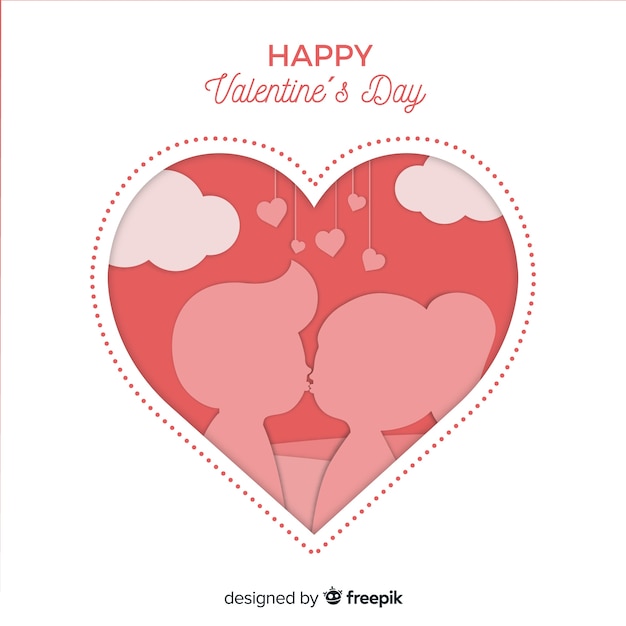 Free vector couple silhouette valentine background