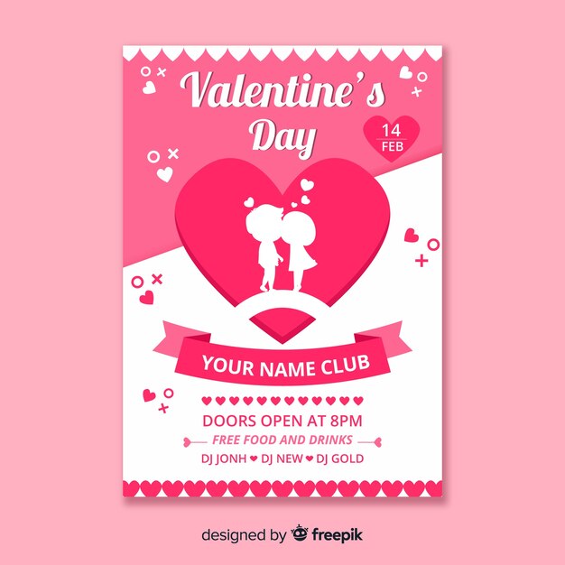 Couple silhouette valentine's day party poster