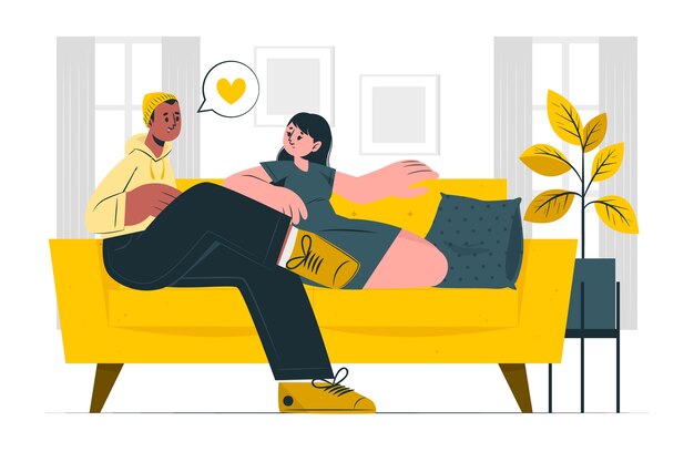 Couple on the sofa concept illustration