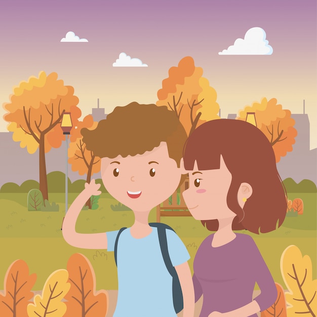 Free Vector couple of woman and man cartoon 