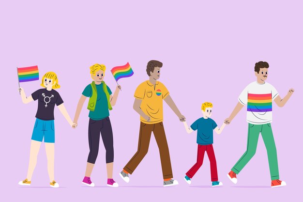 Couples and families celebrating pride day pack