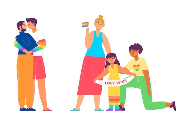 Couples and families celebrating pride day