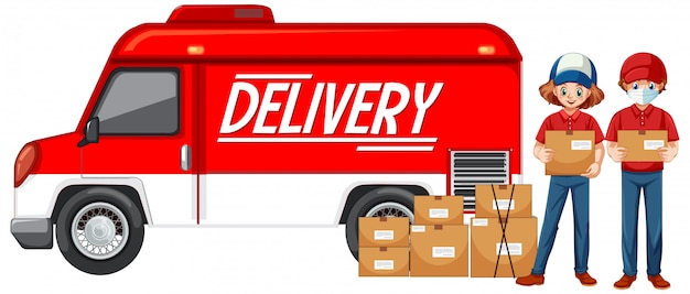 Courier with delivery van or truck