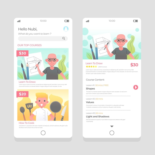Course app interface concept