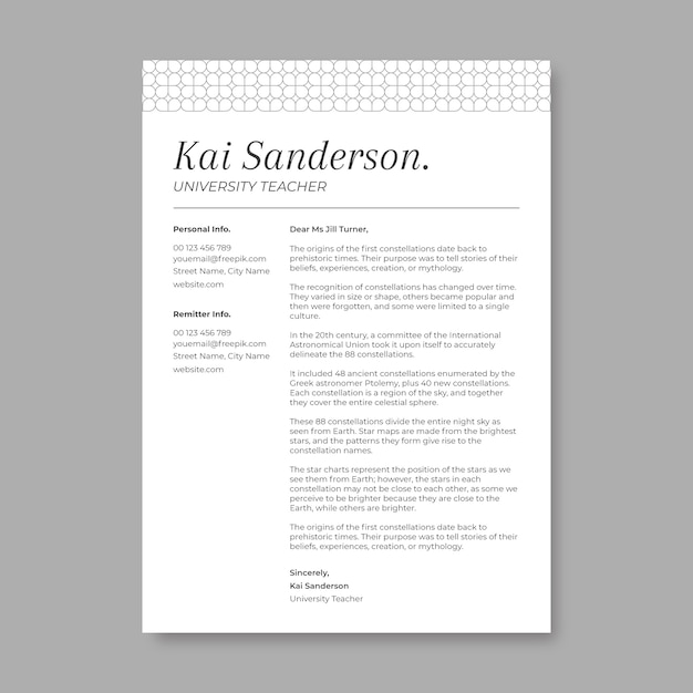 Cover letter template design