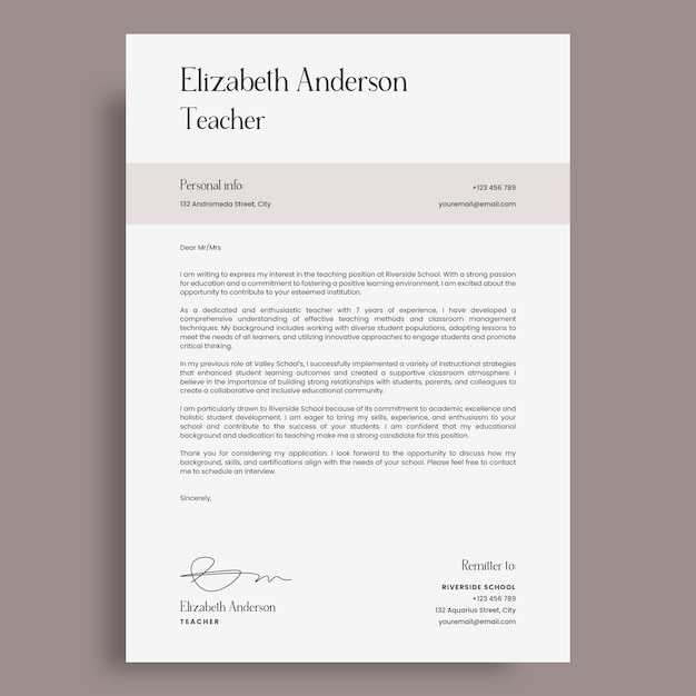 Free vector cover letter template design