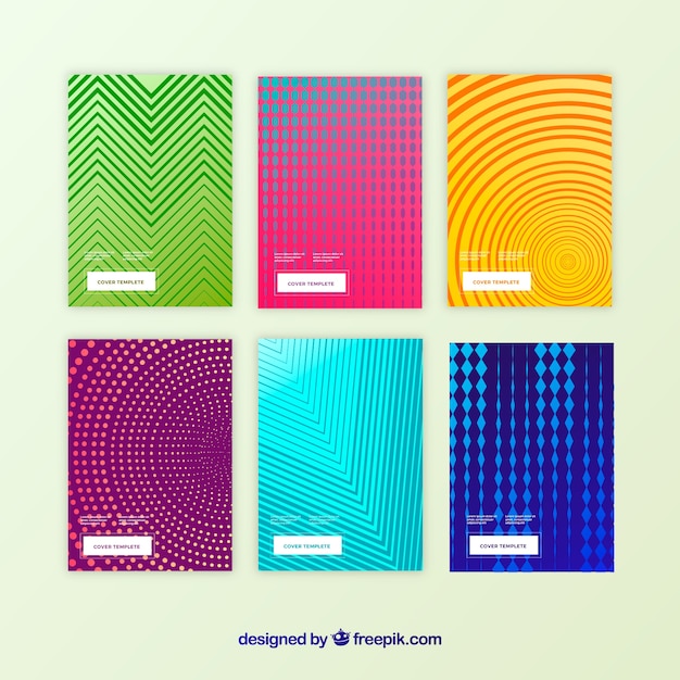 Cover template collection with halftone patterns