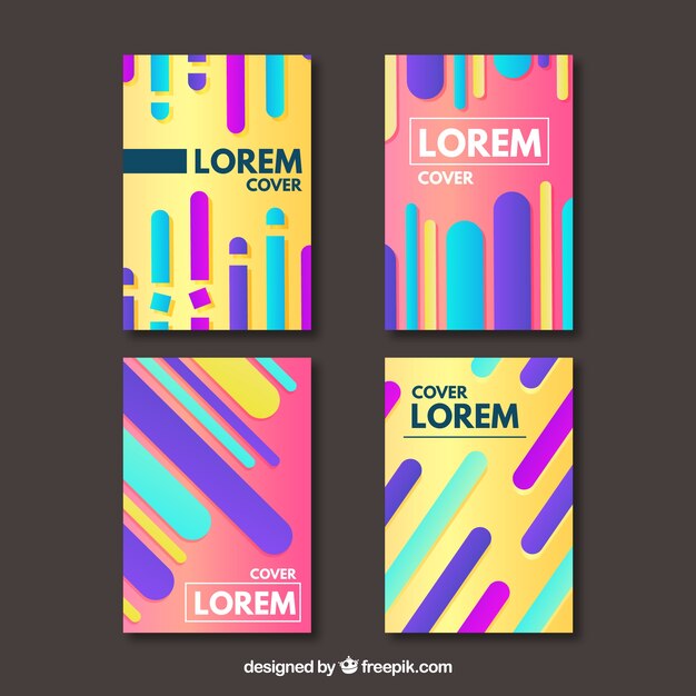 Cover template with colorful creative geometric shapes