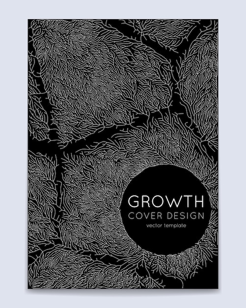 Free Vector cover with vector generative branch growth pattern lichen like organic structure with veins monocrome square biological net of vessels expansion concept