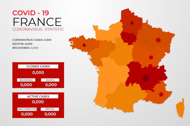 Free Vector covid-19 france infected by virus infographic