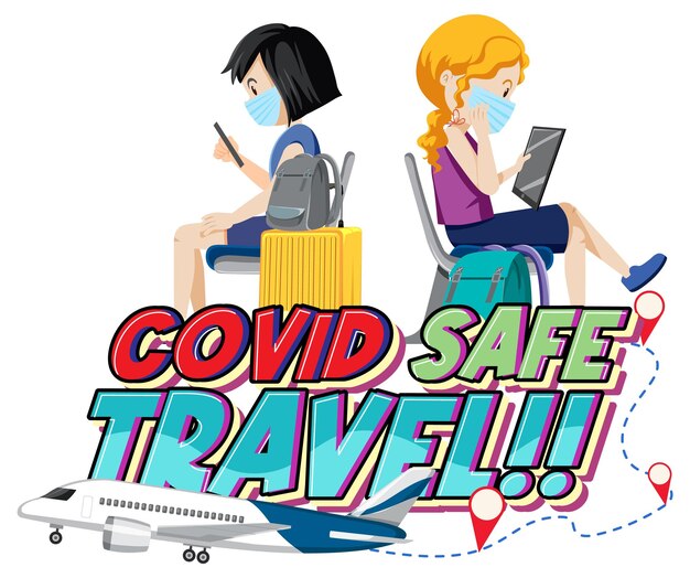 Covid safe travel with passengers waiting for boarding