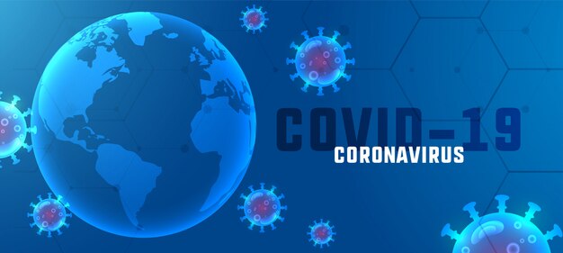 Covid19 coronavirus outbreak banner with floating viruses