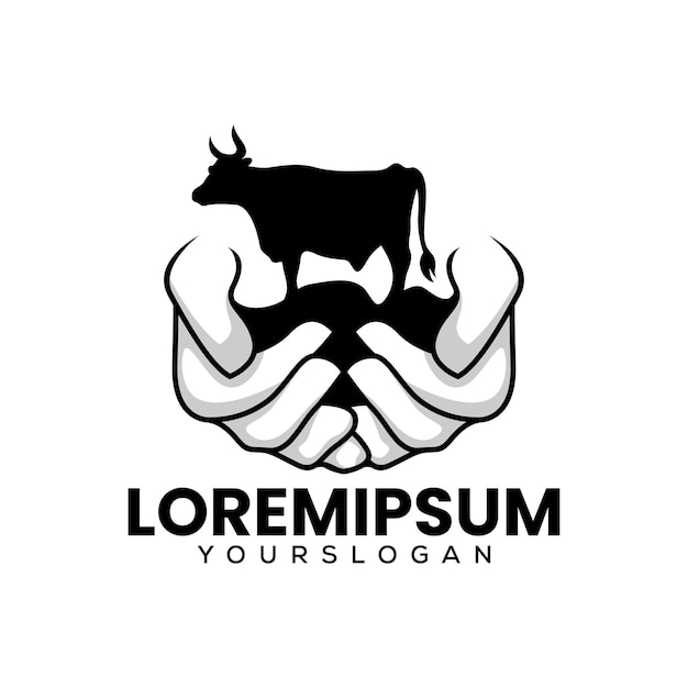 Free vector cow farm logo vector design logo