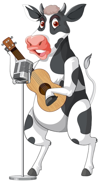 Free Vector cow standing on two legs playing guitar cartoon character