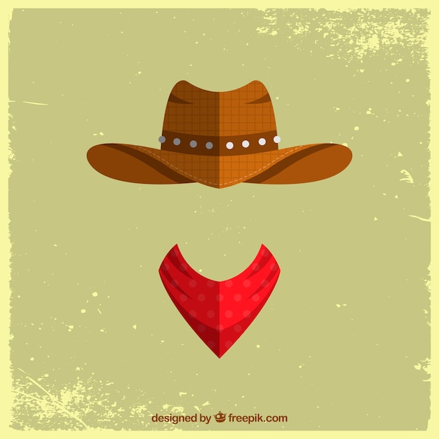 Free Vector cowboy hat and scarf concept