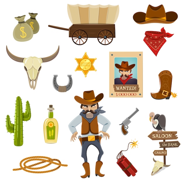 Cowboy Icons Set 