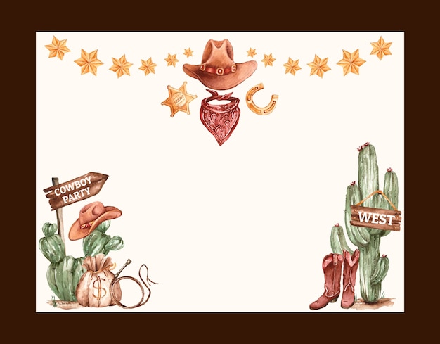 Free Vector cowboy party event photocall template