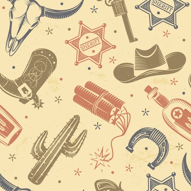 Free Vector  cowboy seamless pattern 