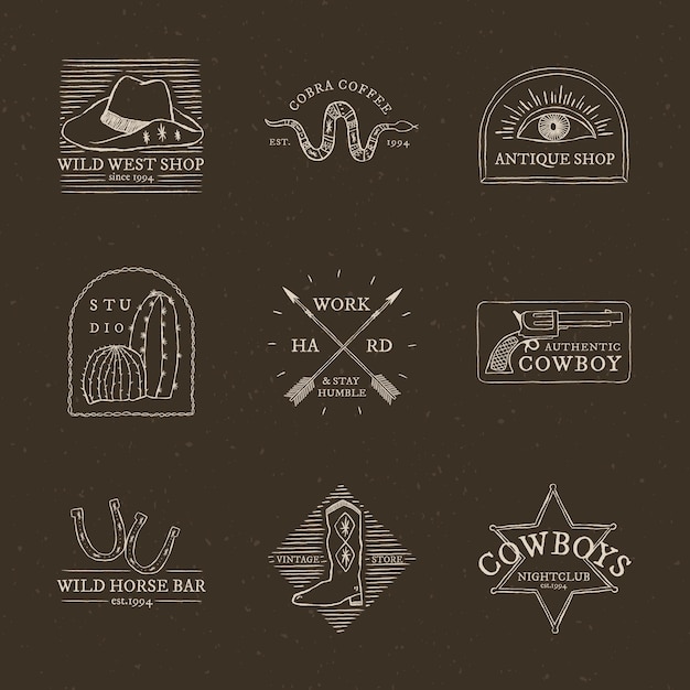 Cowboy themed logo vector collection