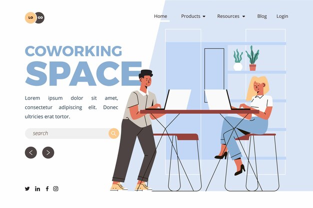 Coworking landing page template