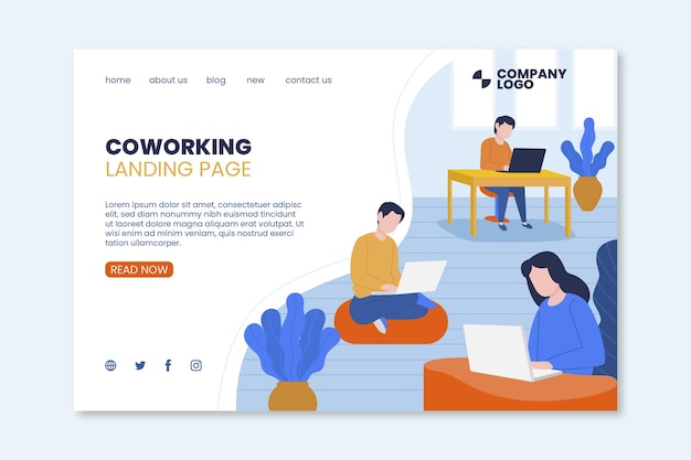 Coworking landing page template