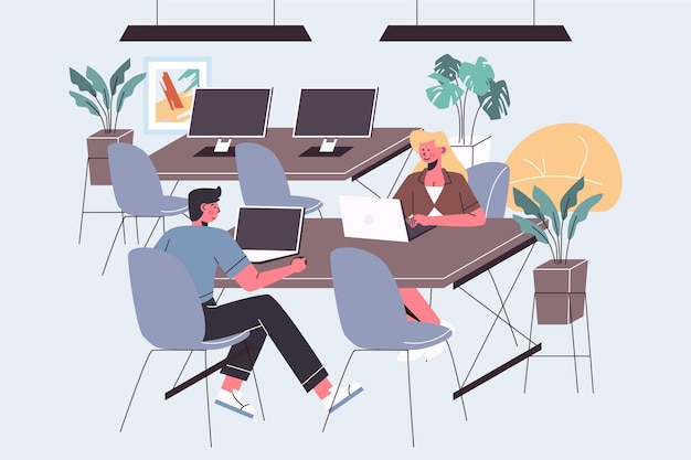 Free Vector coworking space illustration with people