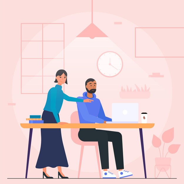 Coworking space illustration with people